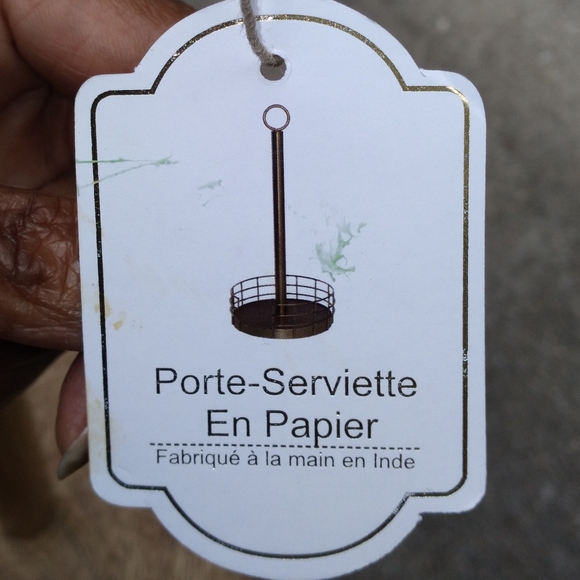 Kitchen - Metal and Wood Paper Towel Holder with Basket - Picture 6 of 7